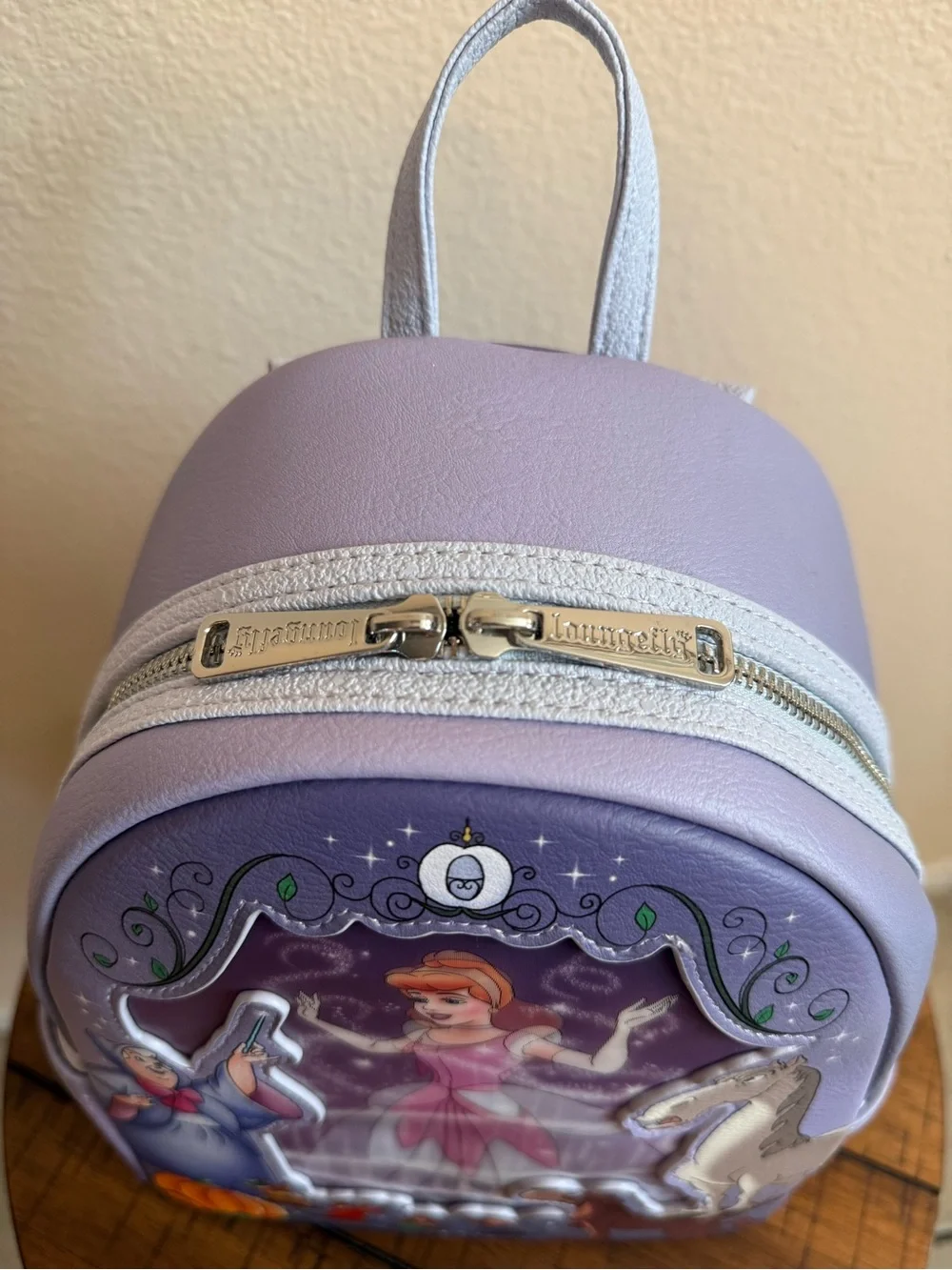 Loungefly Cinderella Mice & Pumpkins Mini Backpack in Purple with Orange Accents